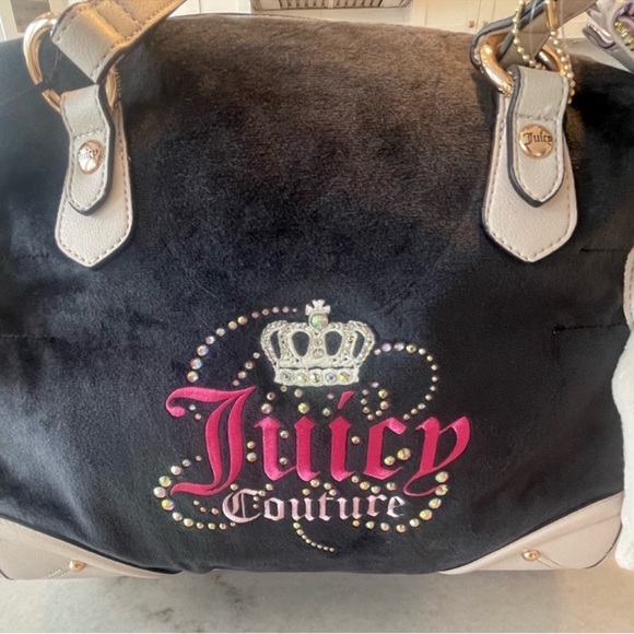JUICY COUTURE VINTAGE DREAMY TOTE! Black and cream! NWT - Picture 2 of 10
